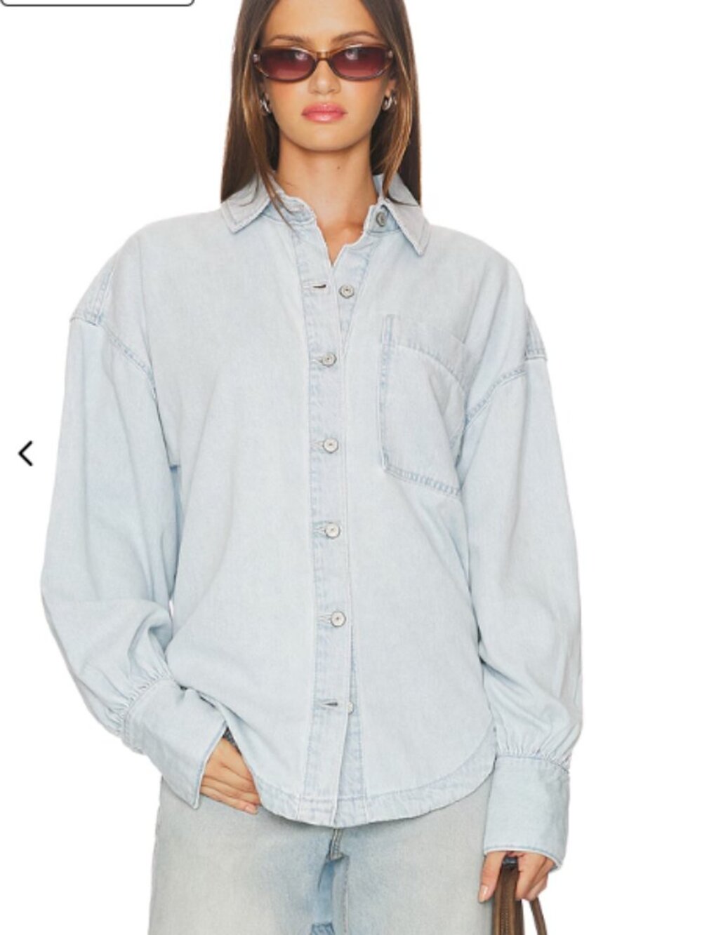 We The Free Light Wash Denim Button-Up Shirt